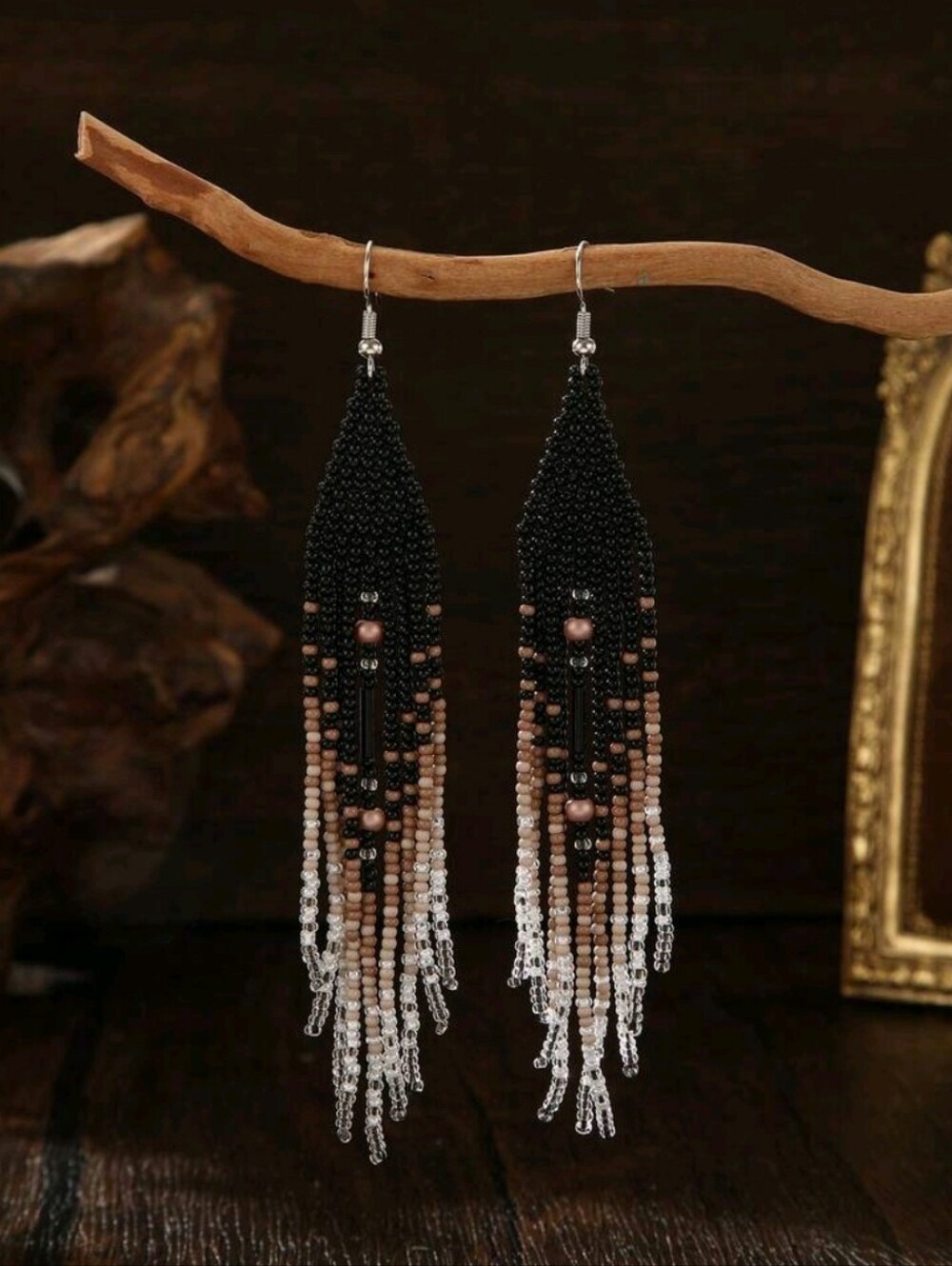 Handmade Boho Chic Beaded Earrings - Picture 2 of 4